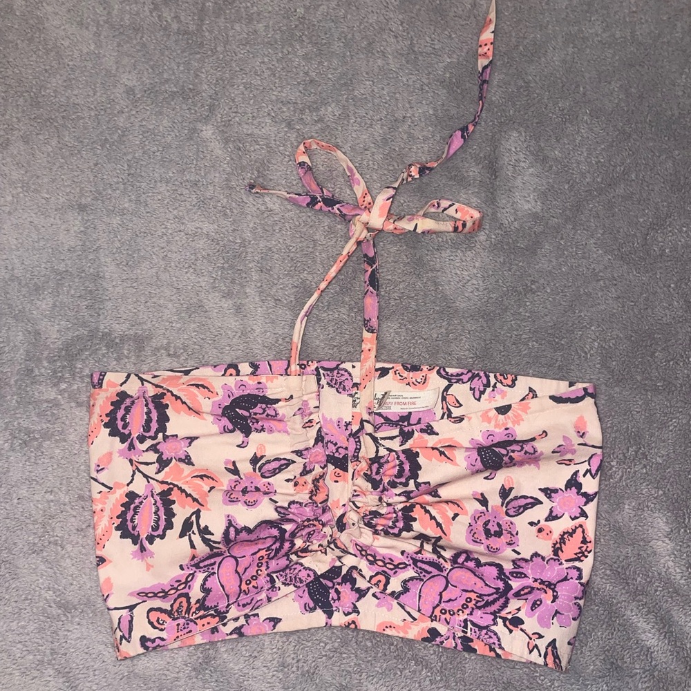 FREE PEOPLE floral bandeau bra top size XS